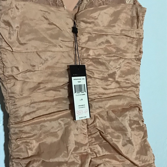 NWT Bcbgmaxazria geo formal gown blush pink color sz 8 lace taffeta fit + flare - Picture 12 of 15